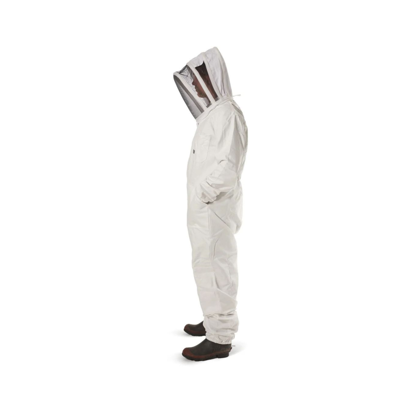 Mens Bee Suit with Folding Hood - (White) - NZ made