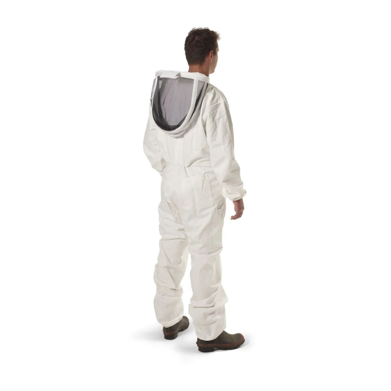 Mens Bee Suit with Folding Hood - (White) - NZ made
